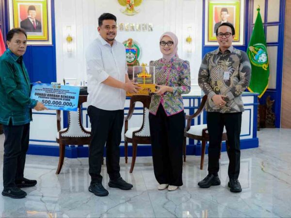 Wakil Gubernur Lampung Serahkan Bantuan Kepada Wabup Tapsel Disaksikan Gubernur Bobby