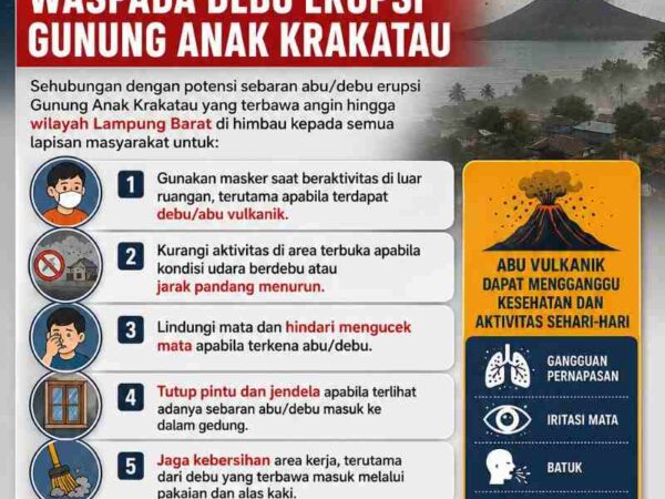 Debu Krakatau Mulai 'Serbu' Lampung Barat, BPBD Keluarkan 6 Imbauan Darurat